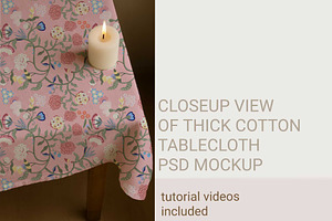 CLOSEUP VIEW OF THICK TABLECLOTH PSD, a Household Mockup by jenartstudio