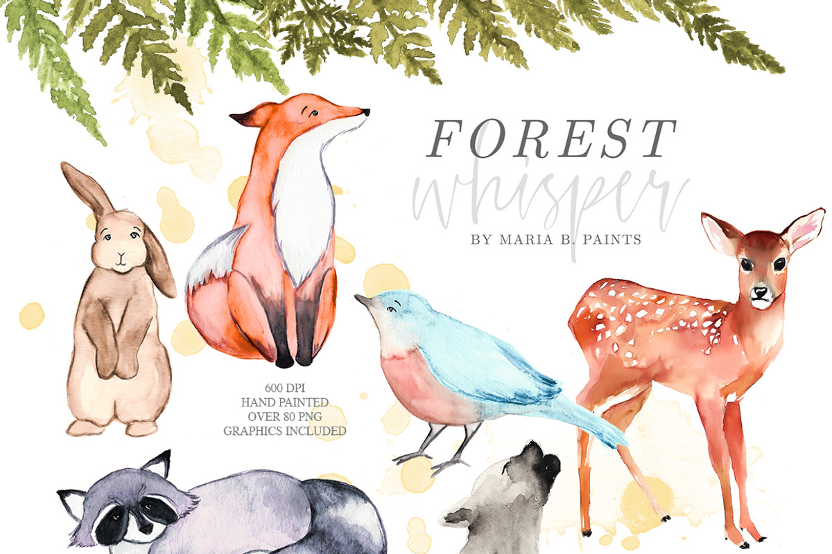 Woodland Watercolor Clipart, an Animal Illustration by Maria B. Paints (Photo 2 of 4)