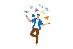 Man juggling geometric shapes, an Education Illustration by pikepicture