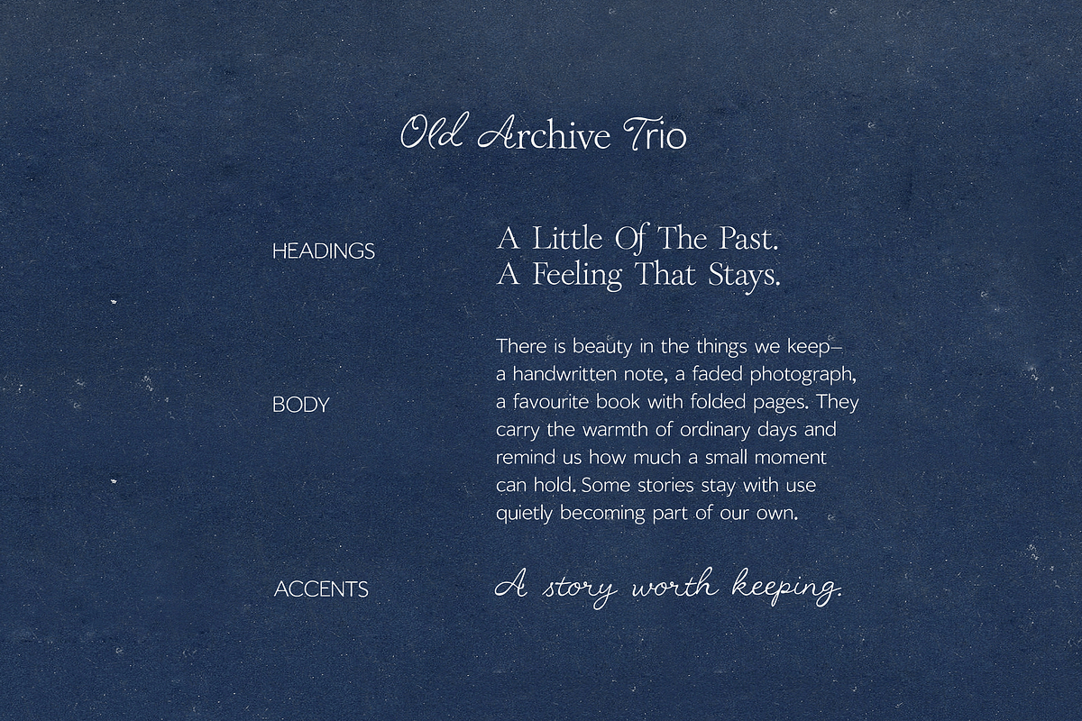 Old Archive - Vintage Font Trio, a Script Font by elvinova (Photo 2 of 13)