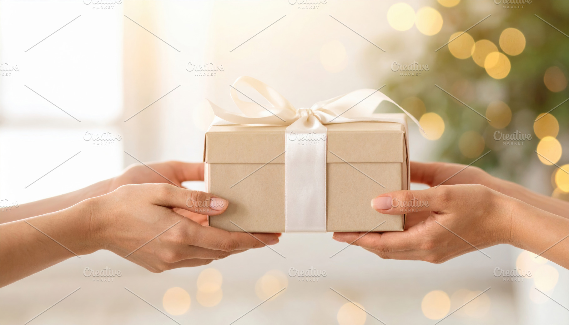 Hands Exchanging Wrapped Gift Box, a Holiday Photo by Davizro's Market
