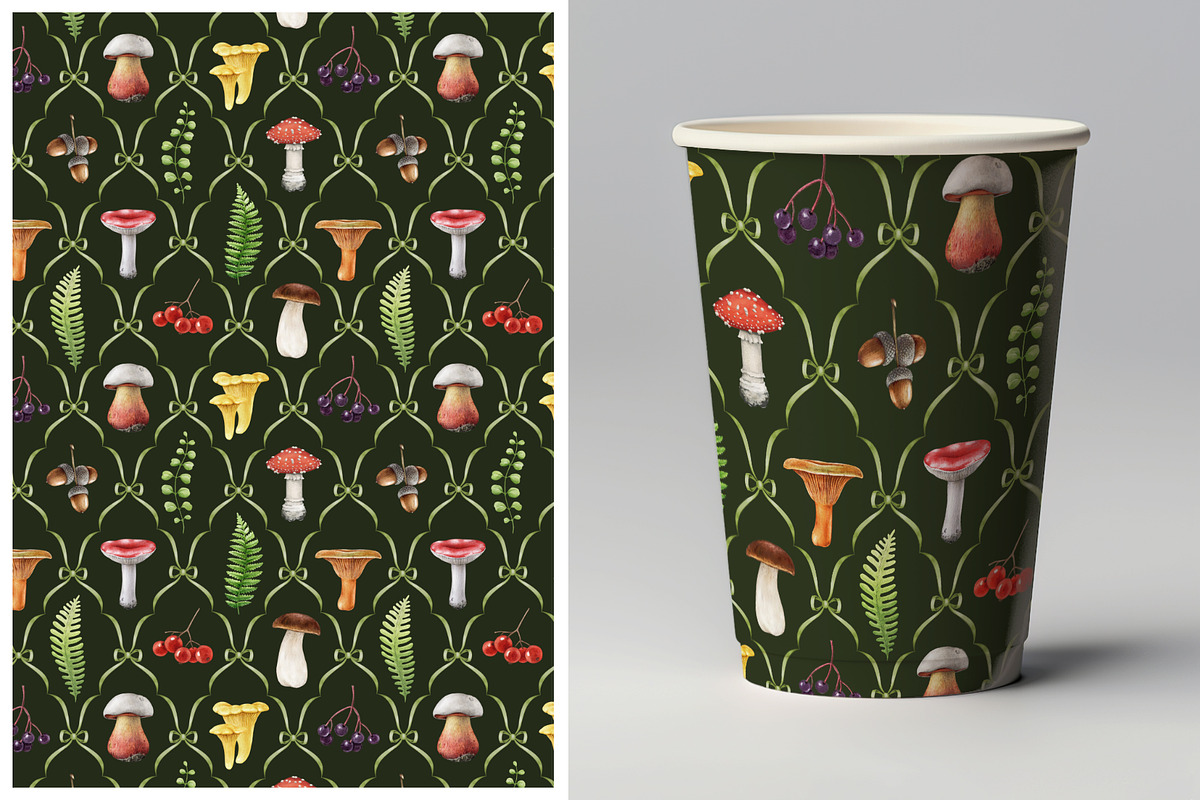 Forest Mushrooms Watercolor Clipart, a Decorative Illustration by AnitaPol (Photo 18 of 21)
