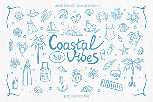 Coastal Vibes Minimal Summer Doodles