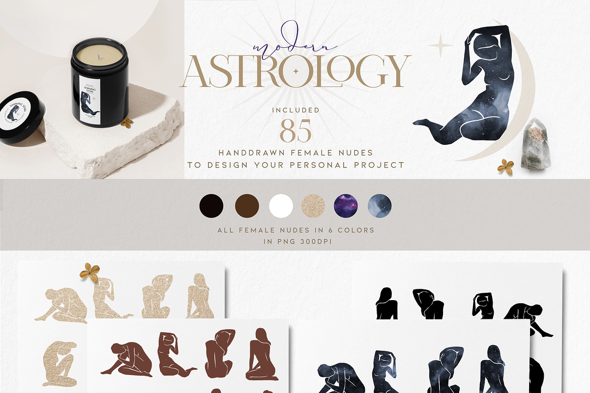 Watercolor Zodiac Galaxy Collection, a Decorative Illustration by beehouse studio (Photo 3 of 13)