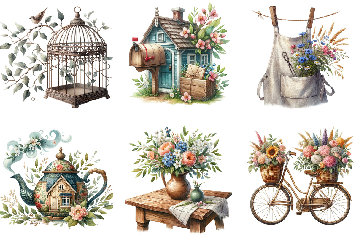 Rustic Vintage Farmhouse Spring, an Illustration by DreamArtGraphic (Photo 3 of 4)