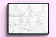 Procreate dresses stamps, a Brush Add-On by KsTumanova (Thumbnail 2 of 3)