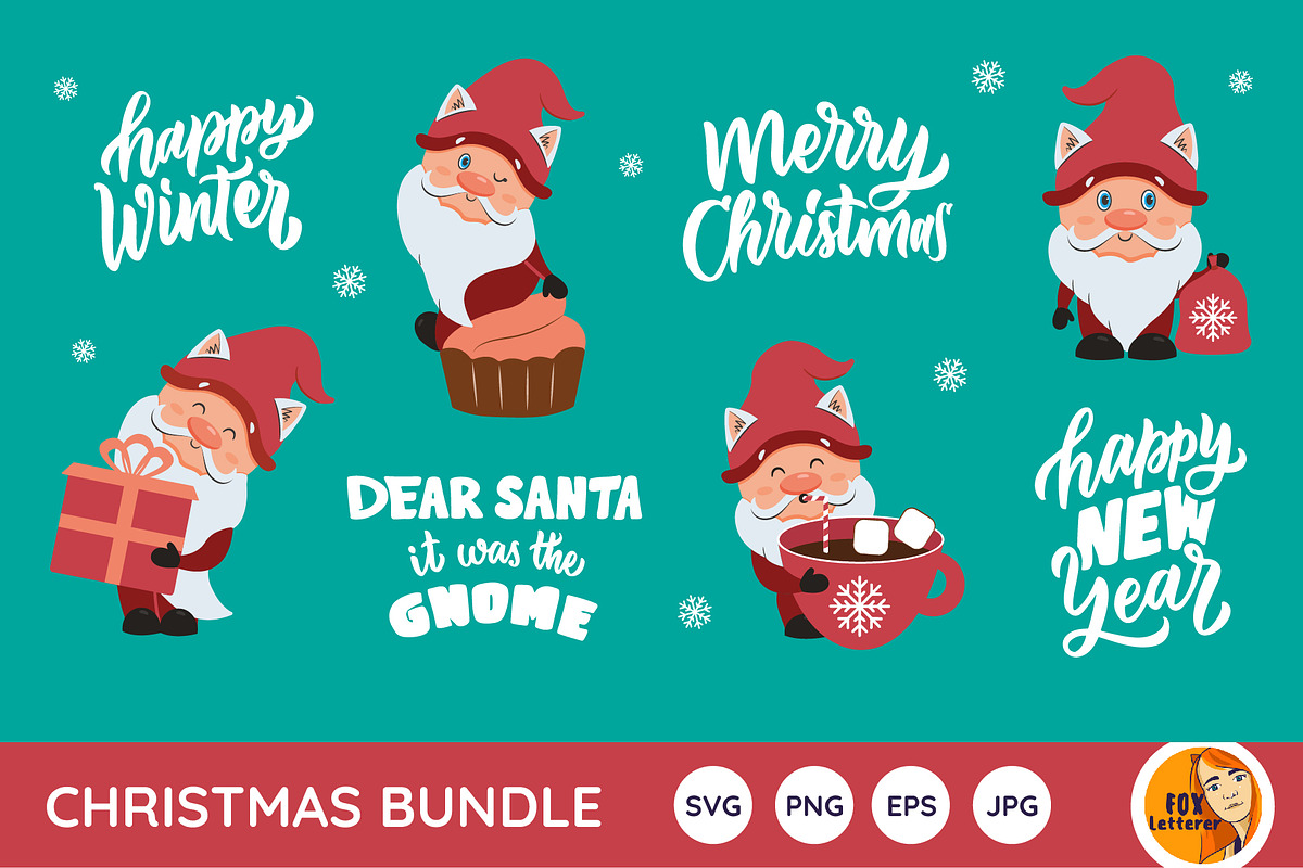Cute Christmas Bundle, an Animal Illustration by Lettering_Logo (Photo 5 of 11)