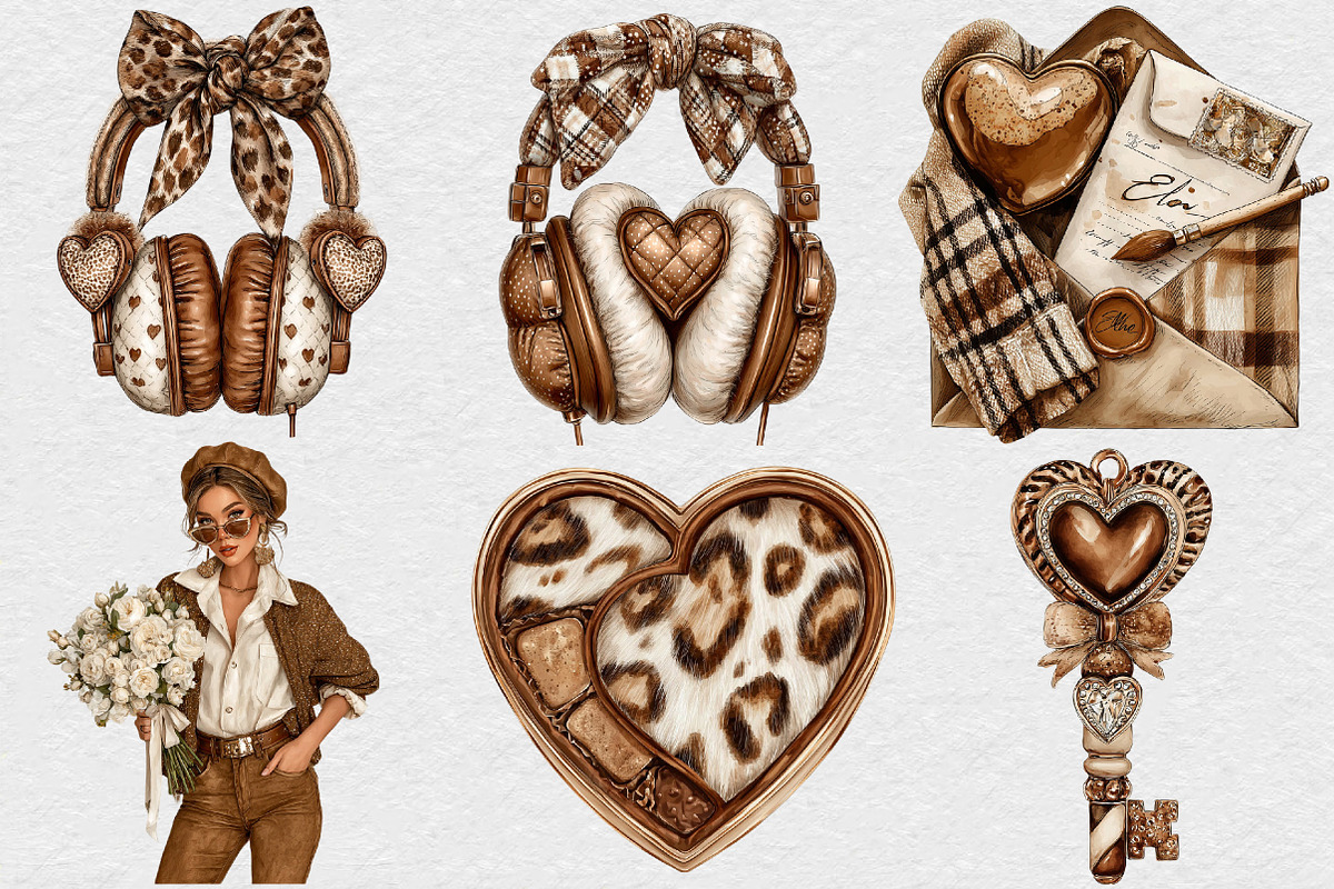 Mocha Valentine's Day Clipart, an Illustration by DreamCafeArt (Photo 2 of 6)
