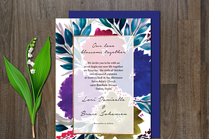 Wedding Invitation Watercolor Flower