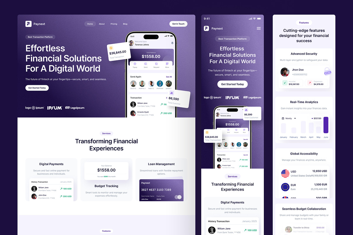 Paynext - Fintech Website, an UI Kit Template by peterdraw (Photo 7 of 7)