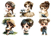 Watercolor Retro Girl Clipart, an Illustration by Daily.Designs (Thumbnail 4 of 5)
