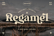 Regamel - Bold Serif Font, a Serif Font by Mbonster Design Studio (Thumbnail 1 of 12)