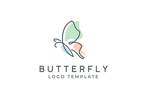 Butterfly Wings Line Art Doodle Logo