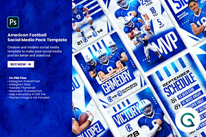 American Football Social Media Pack, a Social Media Template by Geelator Studio