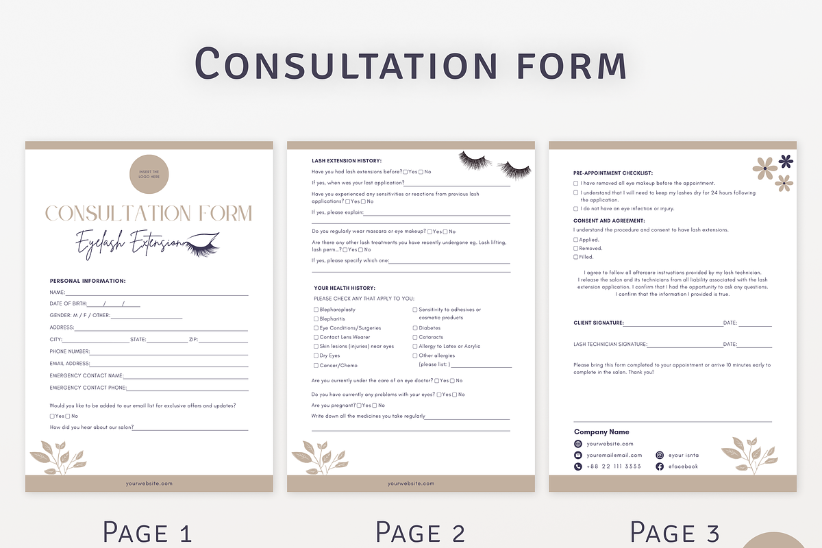 Eyelash Extension Forms Bundle, a Templates & Theme by MondaySpark (Photo 3 of 10)