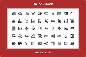 Furniture icons, an Outline Icon by Wencory