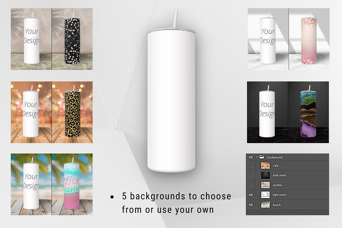 3D animated skinny tumbler mockup, a Product Mockup by Trendingdigital (Photo 5 of 12)