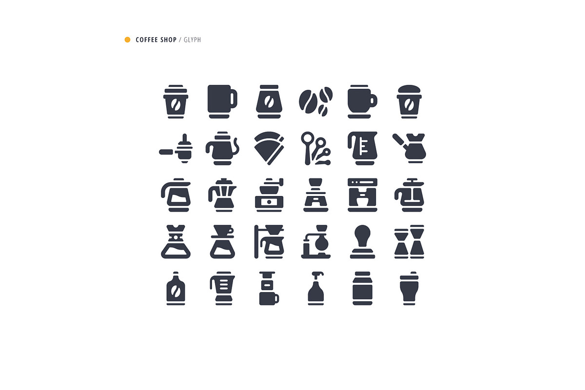 Coffee Shop Icon Set, a Solid Icon by microstd (Photo 2 of 3)