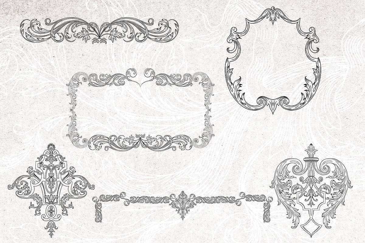 Vintage Baroque Borders & Designs, a Decorative Illustration by AW Studios (Photo 9 of 11)