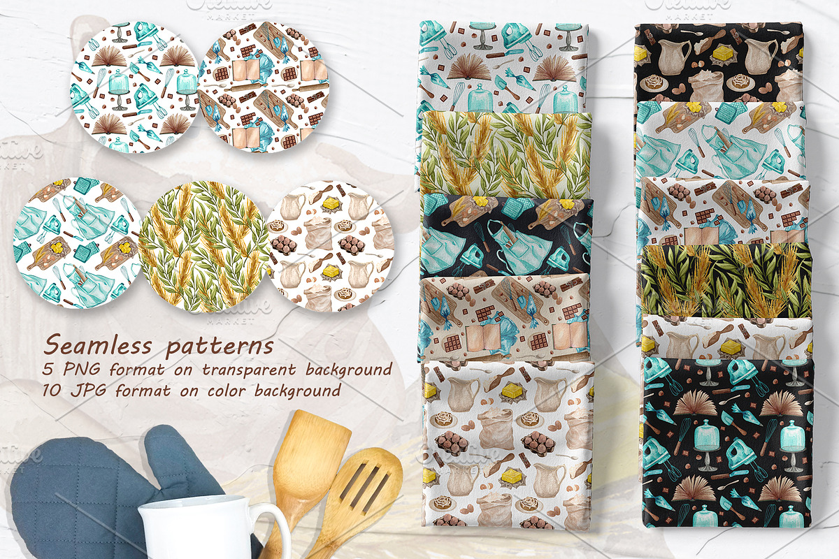 Baking Watercolor Set, a Food Illustration by BarvArt (Photo 12 of 16)