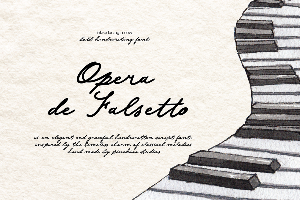 Opera de Falsetto Handwriting, a Handwritten Font by Pinakiaa Studios (Photo 1 of 10)