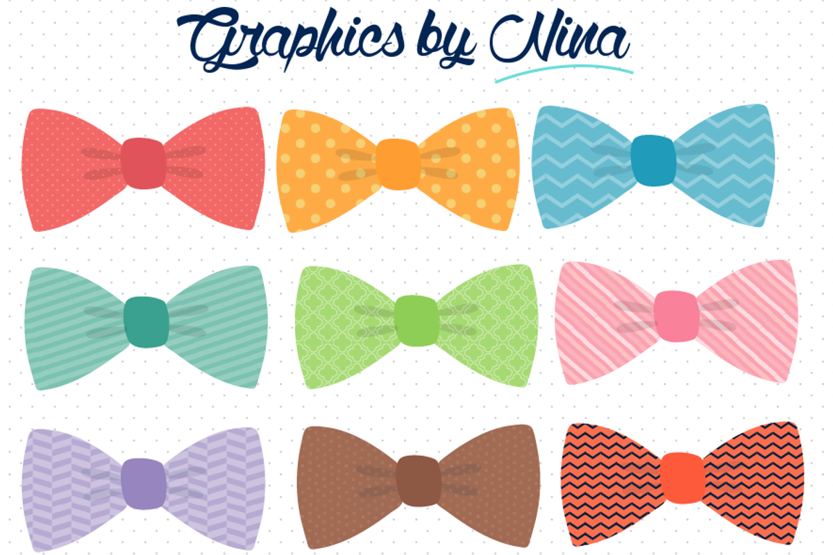 Bow ties clipart, an Illustration by Graphics by Nina