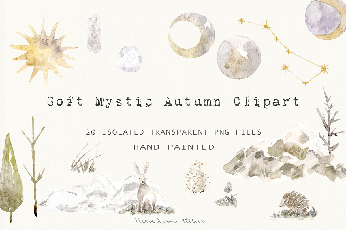 Soft Mystic Autumn Clipart, a Decorative Illustration by MariaScaroniAtelier (Photo 1 of 11)