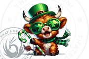 St Patricks day Highland Cow Clipart, an Animal Illustration by ThatsDesignArt (Thumbnail 7 of 10)