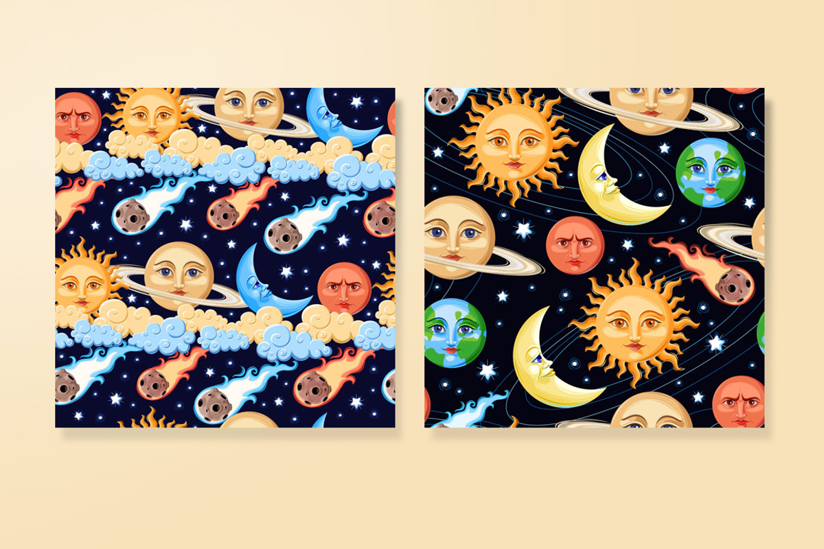 Vintage Space Patterns, a Pattern Graphic by GreyLilac (Photo 4 of 6)