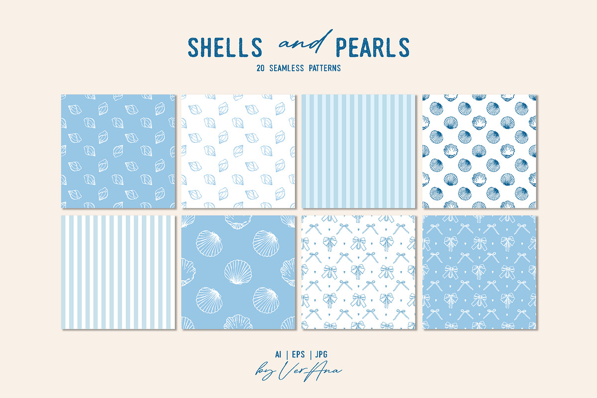Shells and Pearls Coastal Vector Set, an Object Illustration by VerAna (Photo 10 of 18)