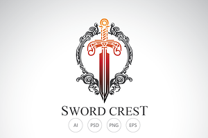 Sun Sword Crest Logo Template