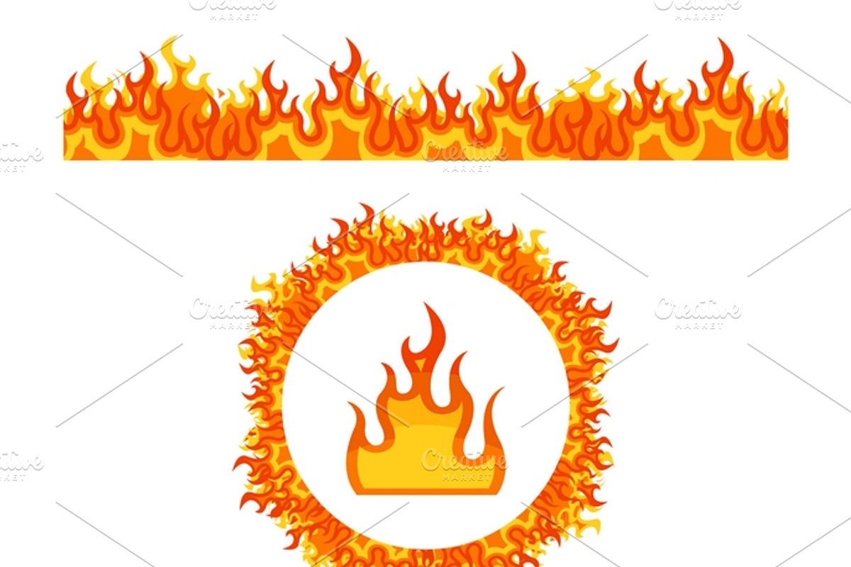 Simple fire border patterns, a Decorative Illustration by Microvector