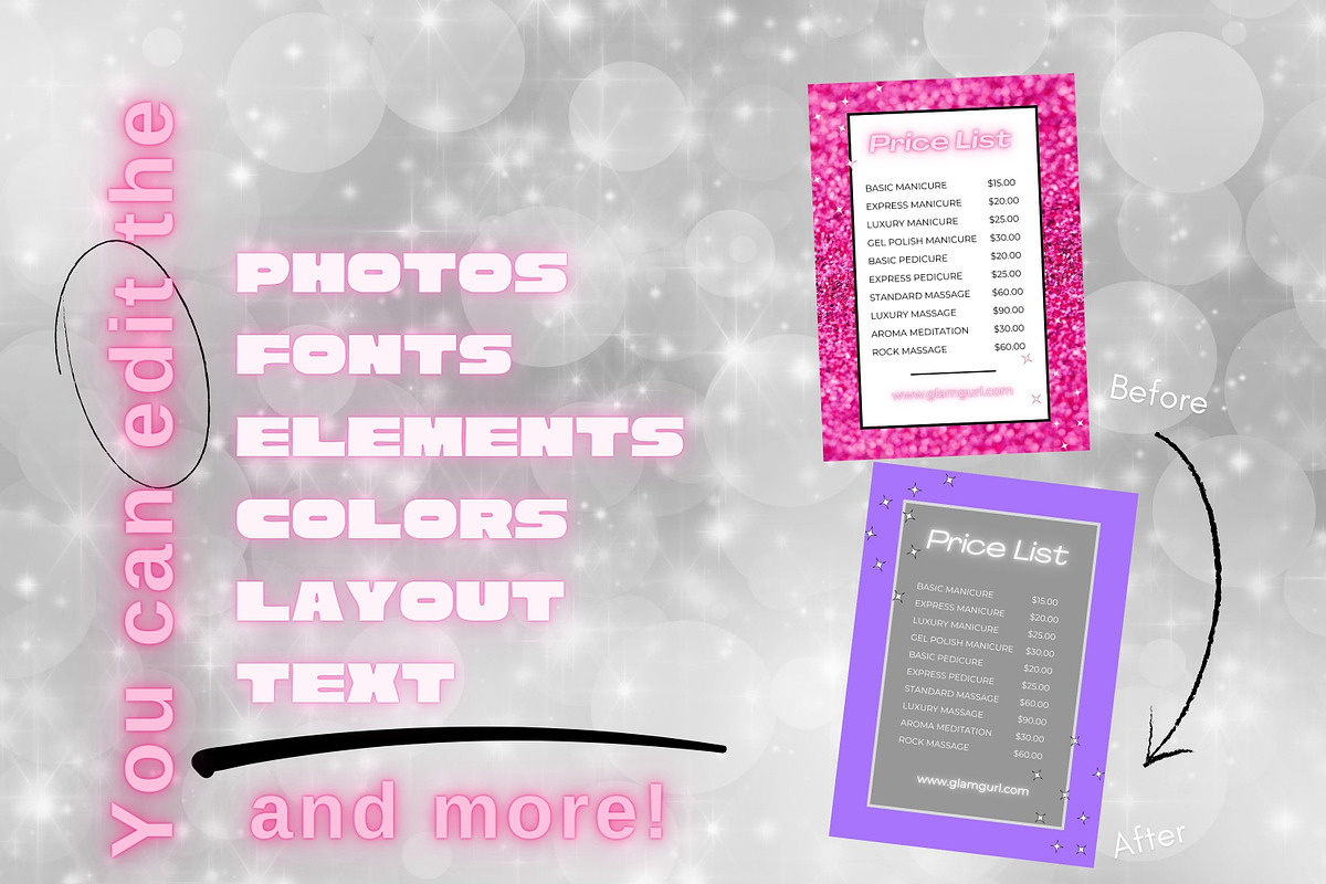 Glam Girl Biz Price Lists Templates, a Marketing Template by Hell Yeah Designs (Photo 4 of 6)
