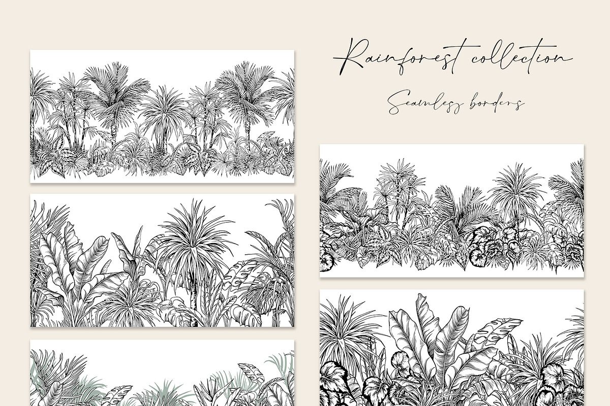 Tropical black& white plants, a Decorative Illustration by Jeanna Draw (Photo 8 of 19)