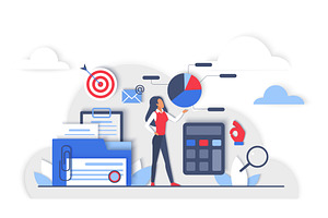 Business audit analysis cloud data, an Object Illustration by Lemberg Vector