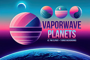 80s Vaporwave Planet Space Clipart, an Illustration by Paper Element (Thumbnail 1 of 7)