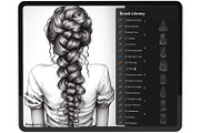 Procreate Hair braids face brushes, a Brush Add-On by AppleinaJuice (Thumbnail 4 of 11)