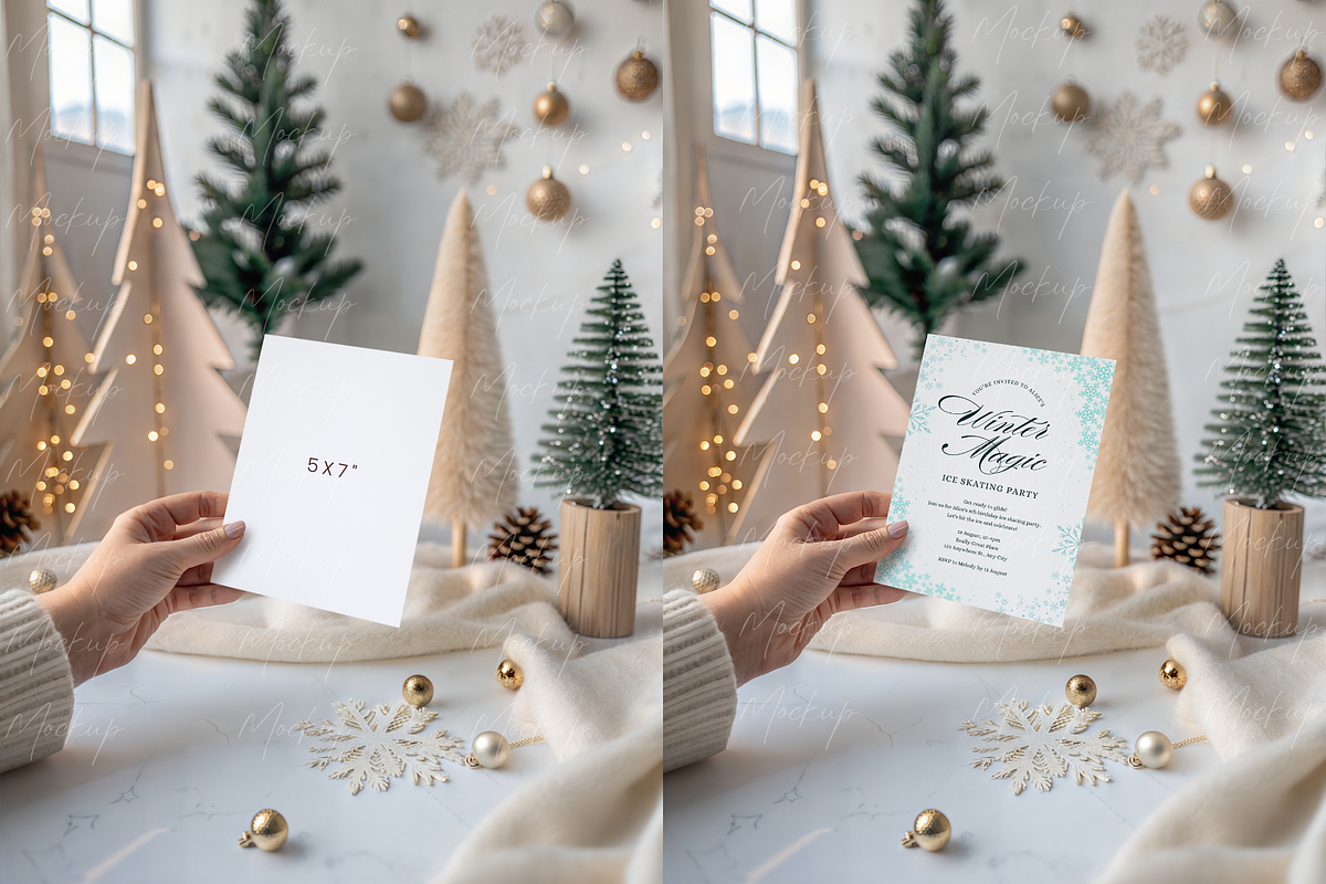 Winter Card Mockup in Hand, a Product Mockup by TatiMockup (Photo 2 of 3)