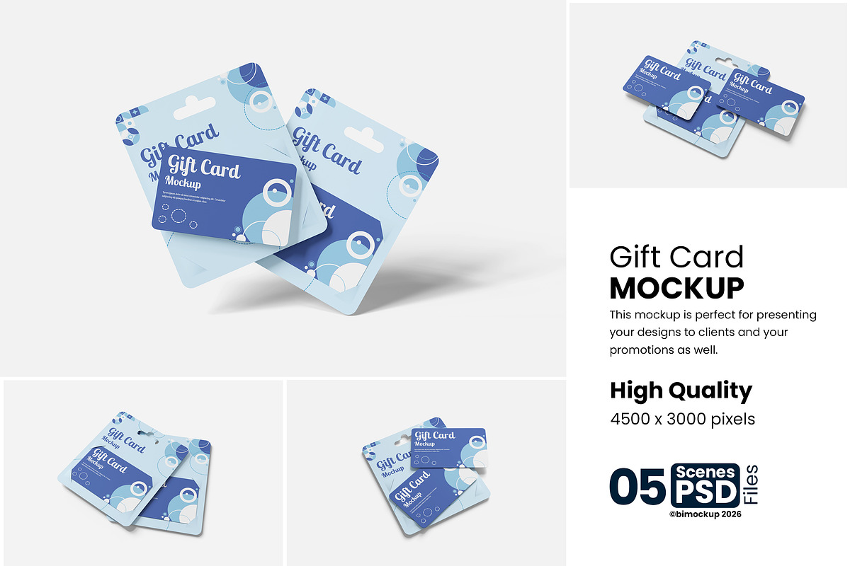 Gift Card Mockup For Branding, an Advertising Mockup by bimockup (Photo 1 of 6)