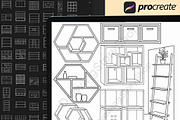 170 Shelf  Procreate Stamps Brush, a Brush Add-On by DrawingStoryShop (Thumbnail 6 of 6)