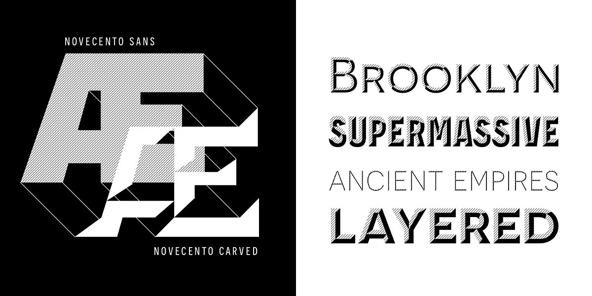 Novecento Carved, a Sans Serif Font by Synthview Type Design (Photo 3 of 8)