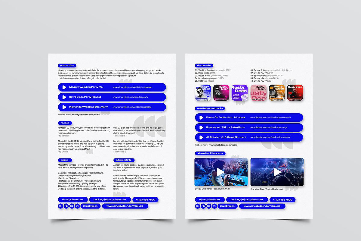 Club DJ Press Kit Template Pack, a Resume Template by vinyljunkie (Photo 5 of 9)