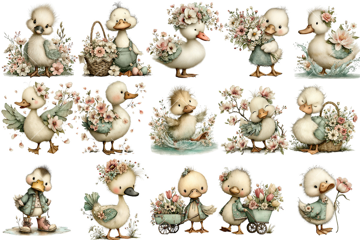 Whimsical Spring Goose Clipart, an Illustration by OK Design (Photo 3 of 6)