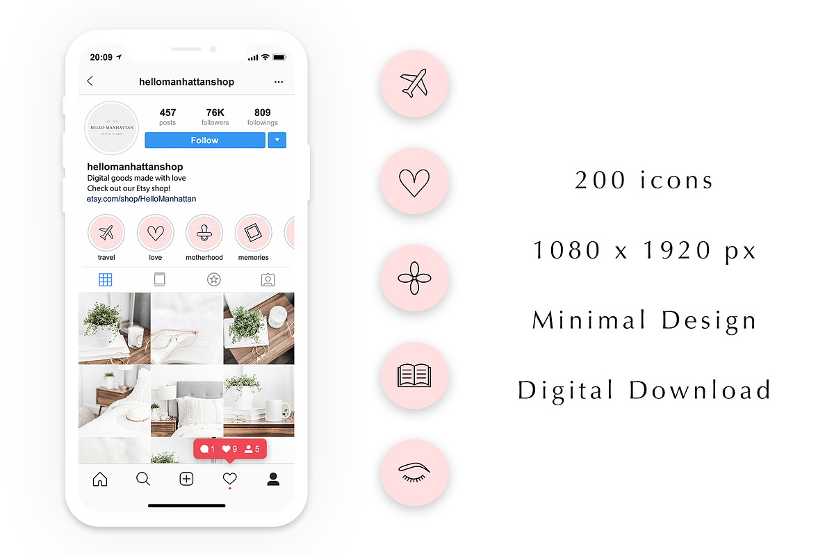 200 Instagram Story Highlight Icons, a Social Media Template by Blog&Glow (Photo 4 of 4)