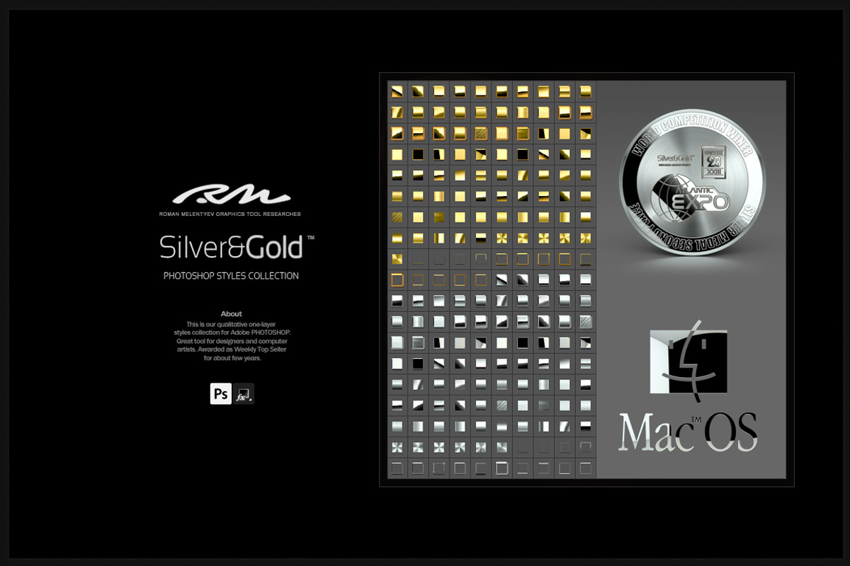 RM Silver & Gold (PS styles), a Layer Style Add-On by R M (Photo 2 of 4)