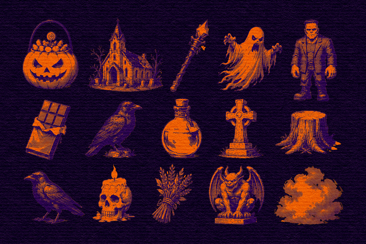 Halloween Vintage Engraving Vol.03, an Object Illustration by Alara Studio (Photo 6 of 7)