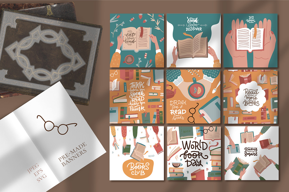 Reading lover - clipart & lettering, an Education Illustration by Lana Sham (Photo 7 of 8)