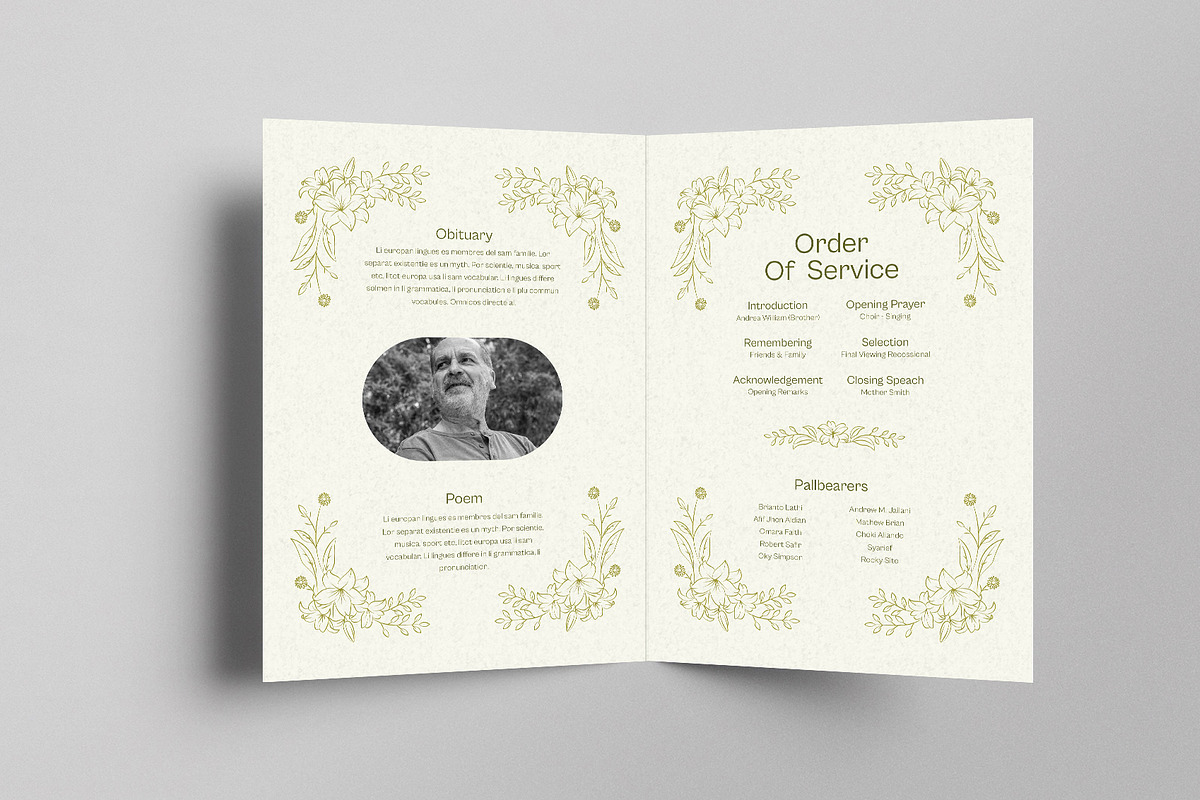 Simple Floral Funeral Program, a Brochure Template by Neermana (Photo 3 of 4)