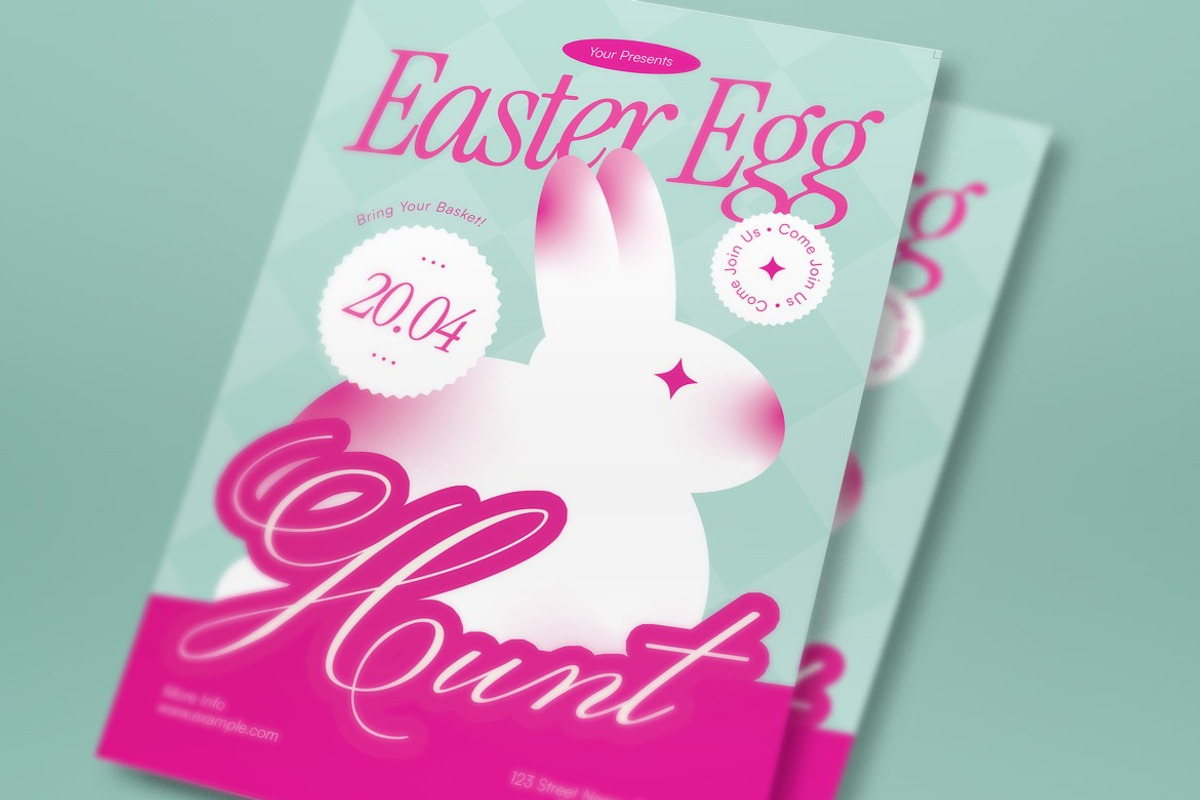 Pink Quirky Easter Egg Flyer Set, a Flyer Template by graphicook (Photo 2 of 3)