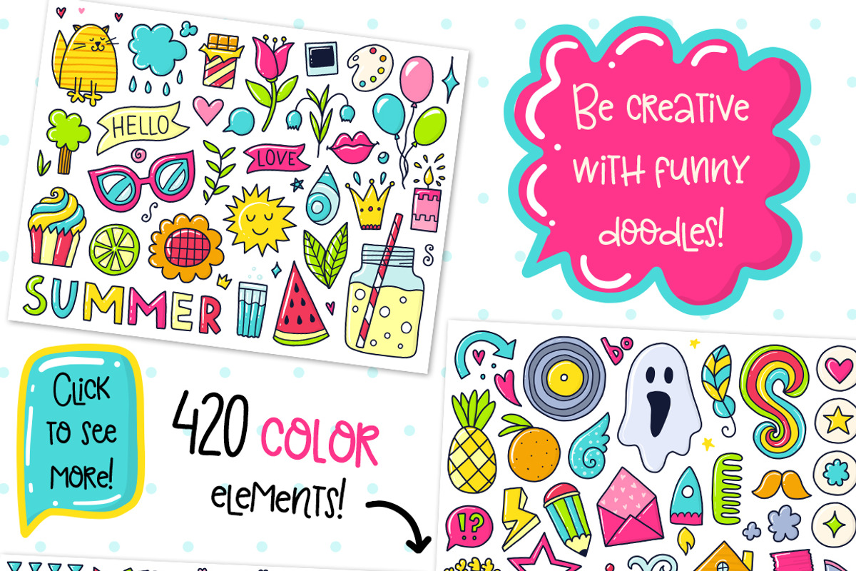 645 Doodles & Patterns - Clipart Set, an Object Graphic by Velliniki (Photo 3 of 7)
